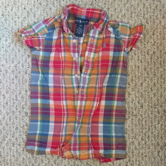 Ralph Lauren Madras plaid one piece boys 12 months - Picture 1 of 5